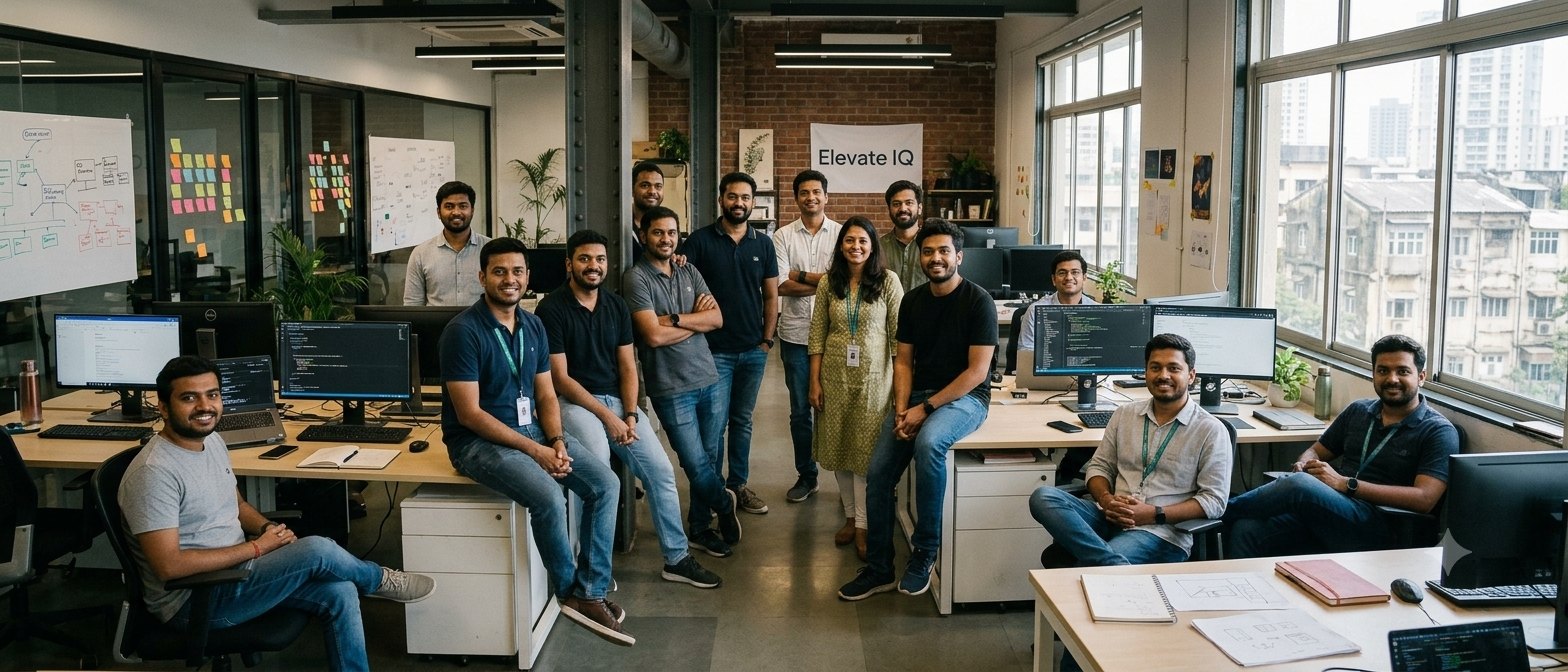 A team at work together in a bright office